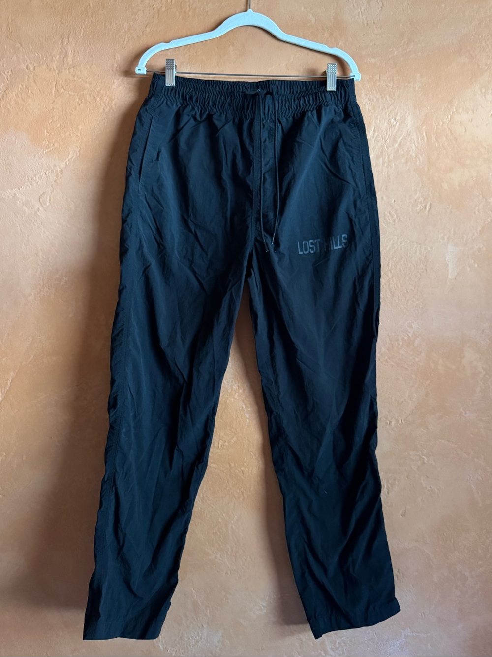 Lost Hills Black Nylon Track Pants Streetwear Minimalist Logo Men’s M